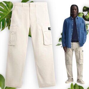 NWT Zara Relaxed Fit Cargo Pants Stone, Sz 32